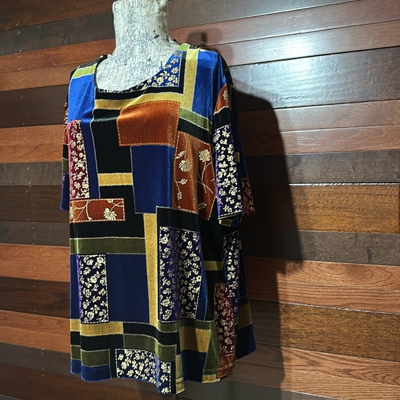 Vintage Blair Multicolor Patchwork Velor Blouse - Picture 5 of 10